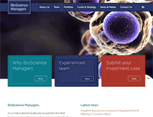 Tablet Screenshot of biosciencemanagers.com